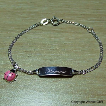 Silberarmband mit Marienkäfer rosa
