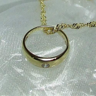 Taufring Gold mit weißem Zirkonia - auch mit Kettchen - klassisches Taufgeschenk