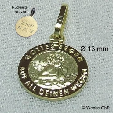 Anhänger "Schutzengel" Gold gravierbar