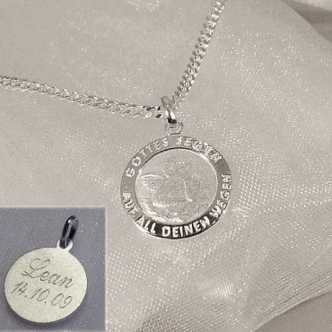 Schutzengel-Anhänger Silber - auch mit Gravur- Taufschmuck für Jungen oder Mädchen