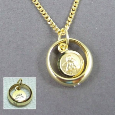 gravierter Taufring Gold mit Schutzengel