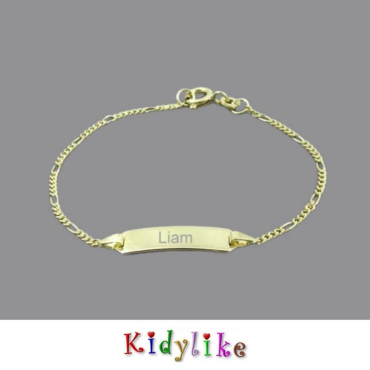 Namensarmband 375 oder 585-Gold inkl. Gravur als Geschenk zur Taufe - Taufkette Gold Figaro