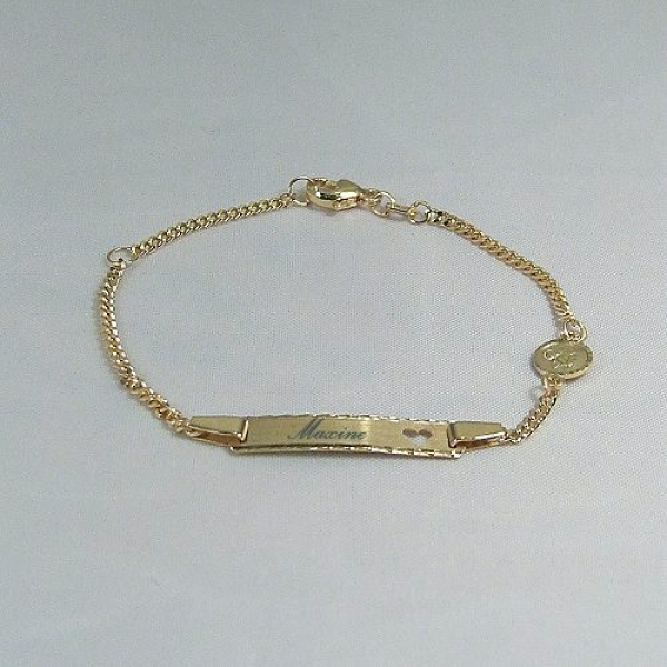 Taufkettchen Armband Gold mit Schutzengel und Herz inkl. Gravur als Geschenk zur Taufe