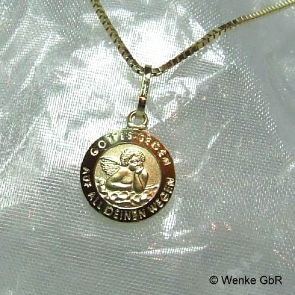 Schutzengel-Anhänger Gold mit Segensspruch als Geschenk zur Taufe