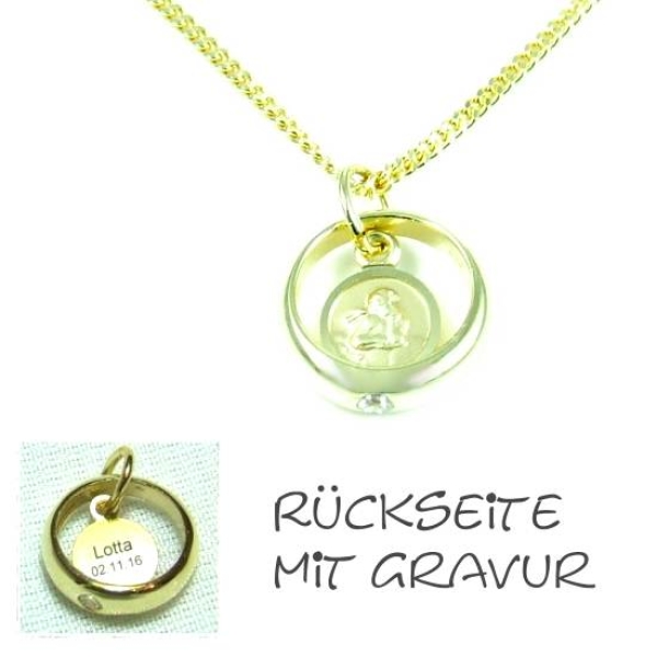 Taufring Gold mit Schutzengel graviert