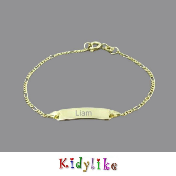 Namensarmband 375 oder 585-Gold inkl. Gravur als Geschenk zur Taufe - Taufkette Gold Figaro