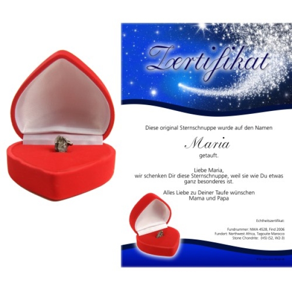 Sternschnuppe in Herzgeschenkbox