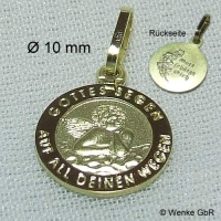 Schutzengel-Anhänger Gold mit Segensspruch als Geschenk zur Taufe